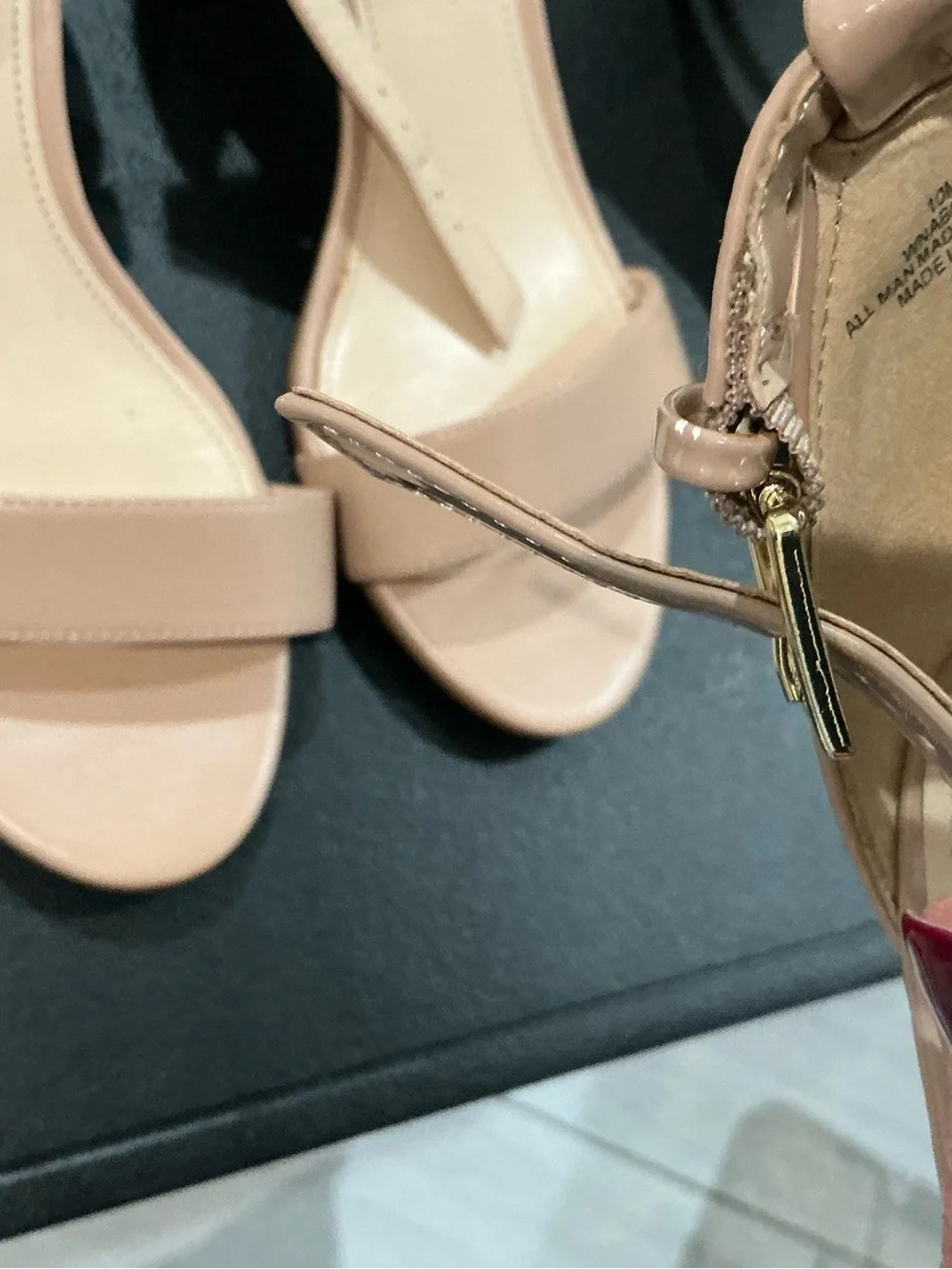 women’s size 10 nude heel lot of three pairs ankle strap block heel sandals.